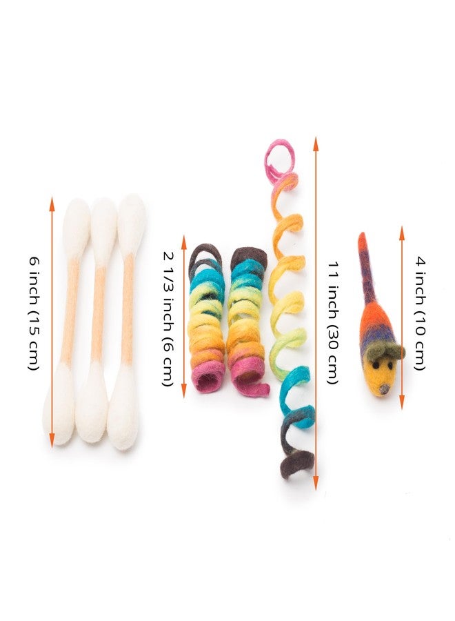 Glaciart One Indoor Catnip Cat Toy Pack - 7pc | Kitty Toys Include Wool Springs, Swabs & Mouse | for Activity, Exercise & Play | Filled w/Organic Catnip to Excite/Calm Pet | Great Gift Idea - Image 5